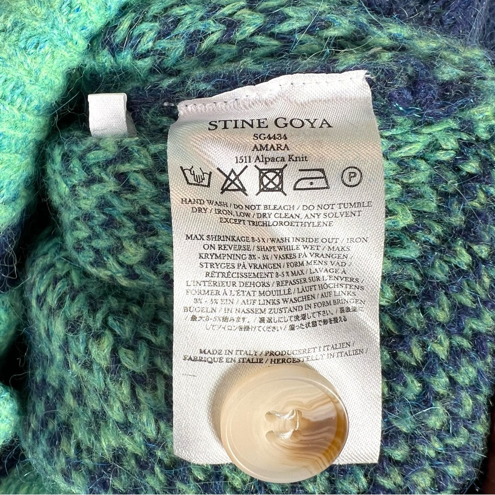STINE GOYA Amara Cardigan Green Navy Checkered Size Medium - Picture 6 of 13